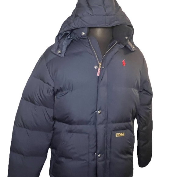 Polo Ralph Lauren BOYS XL 18-20 Navy Blue Puffer Jacket Coat Down - Picture 1 of 12